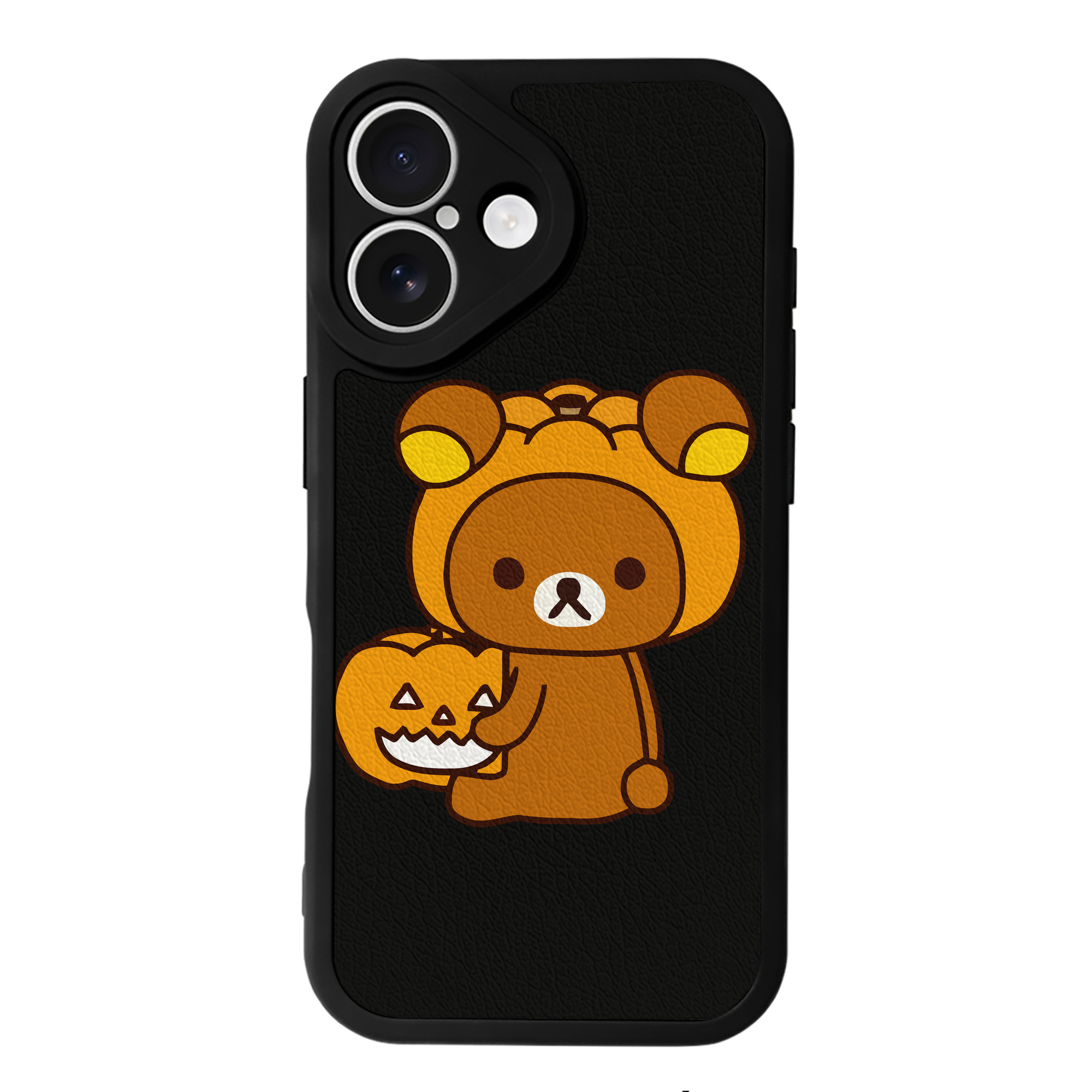 （画像用） リラックマ リラックマ キイロイトリ Rilakkuma Korilakkuma Kiiroitori 【iPhone 16シリーズ対応】シリコンスマホケース（レザー調） 材質：シリコン